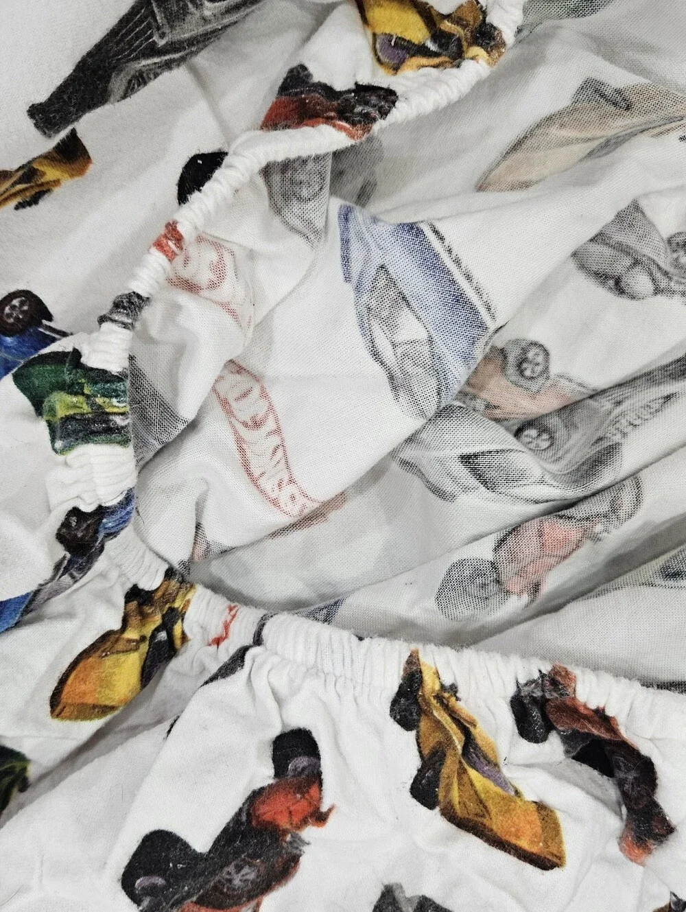 Pottery Barn Kids Hot Wheels FULL Fitted Sheet Organic Cotton Cars Retro